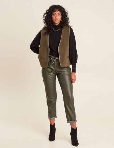 Gilet Femme Vert Kaki - Taille S (36-38) - Marque Ici Et Maintenant - Occasion Excellent état