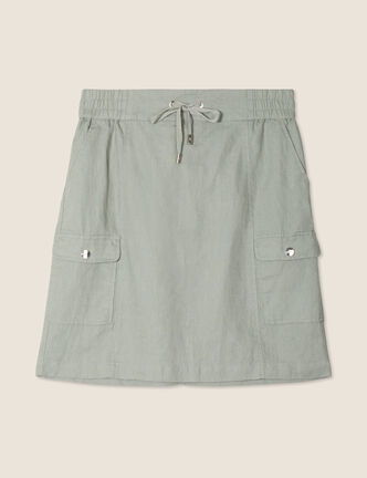 Jupe droite poches côtés vert clair femme