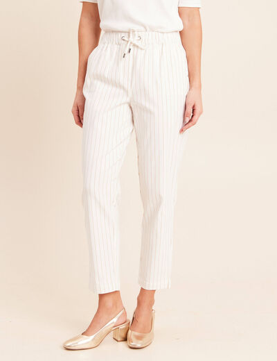 Pantalon jogpant taille haute blanc femme