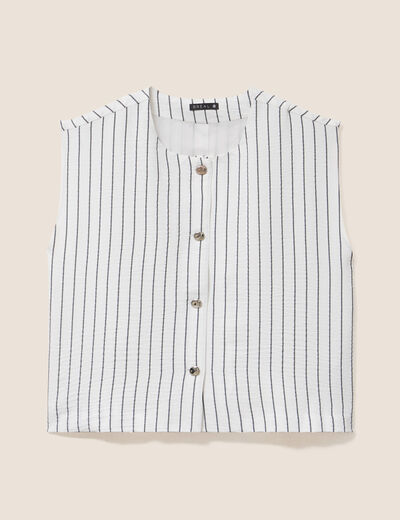 Blouse sans manches col rond doubl&eacute; gris fonc&eacute; femme
