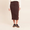 Jupe longue droite en maille marron fonc&eacute; femme