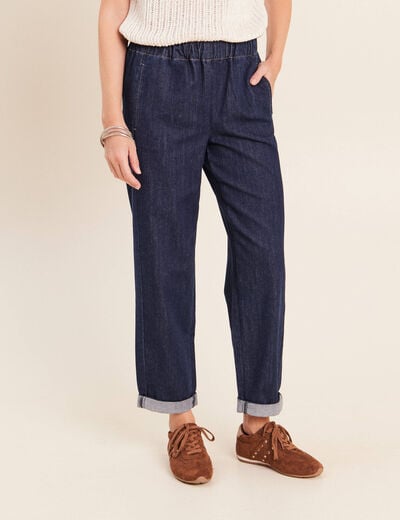 Jean mom en denim denim brut femme