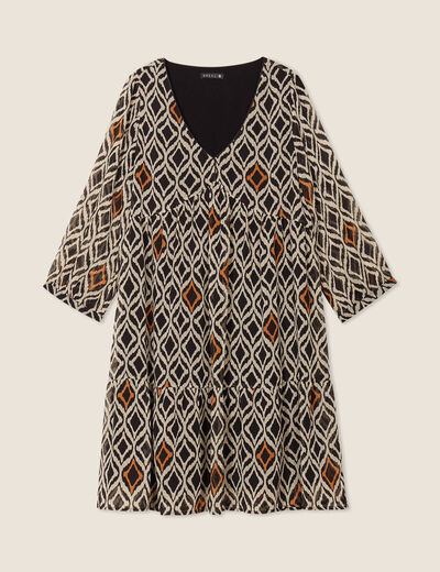 Robe évasée manches 3/4 blanc femme