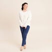 Pull brod&eacute; manches longues ecru femme