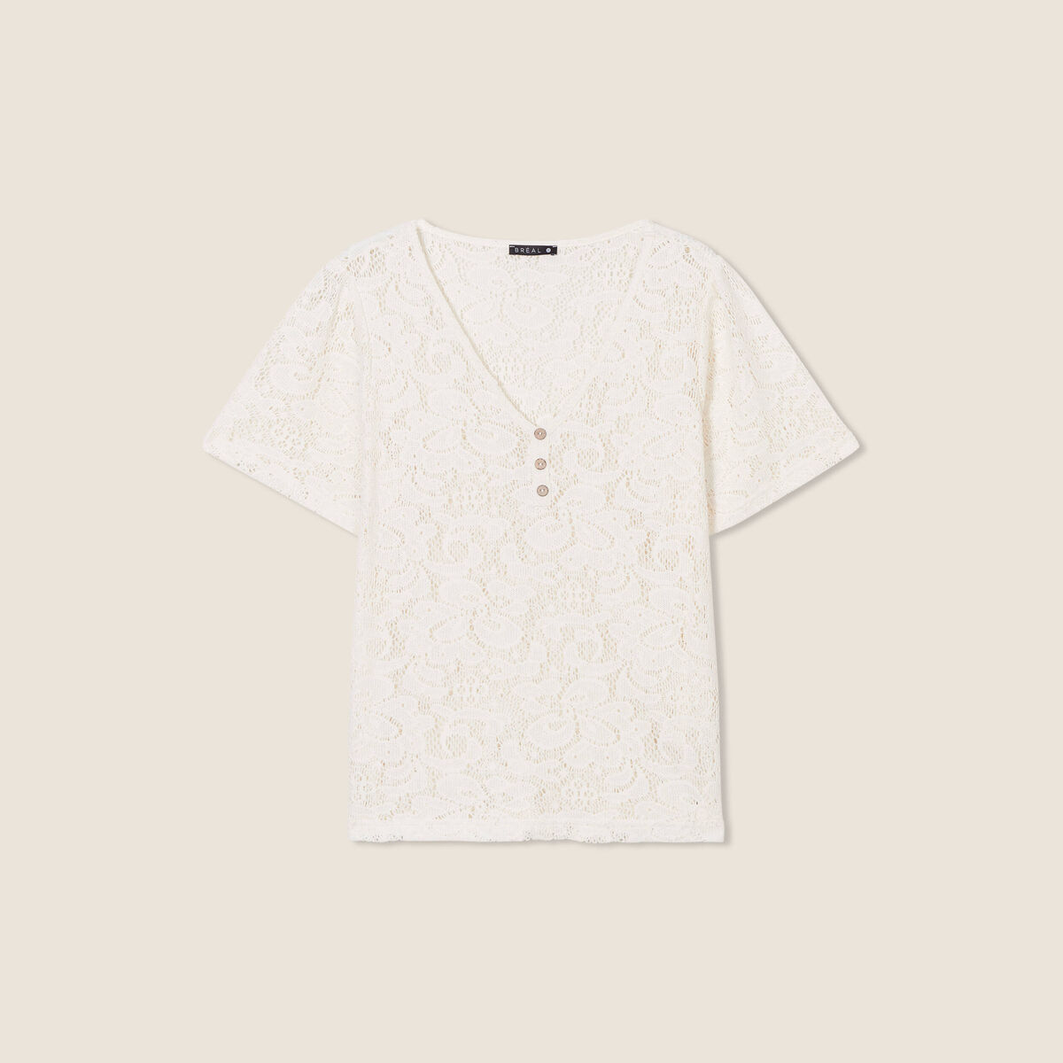 T-shirt manches courtes ecru femme