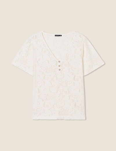 T-shirt manches courtes ecru femme