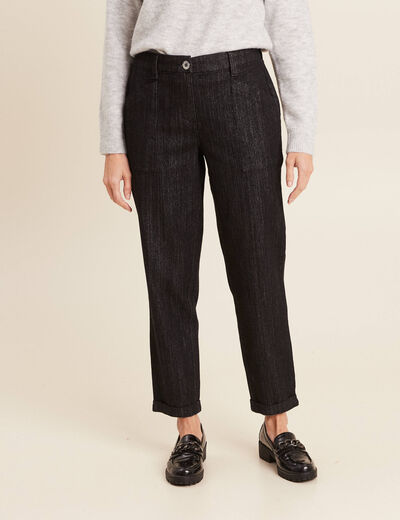 Jean carotte taille basculée noir femme