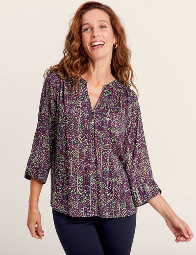 Blouse manches 3/4 multicolore femme