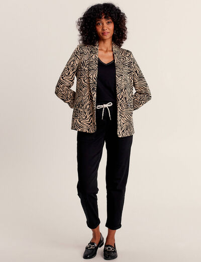Veste droite manches 3/4 noir femme