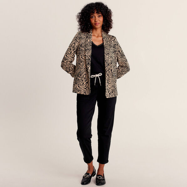 Veste droite manches 3/4 noir femme