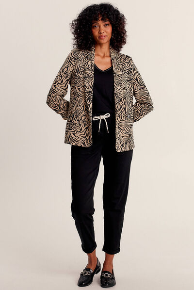 Veste droite manches 3/4 noir femme