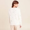 Pull brod&eacute; manches longues ecru femme