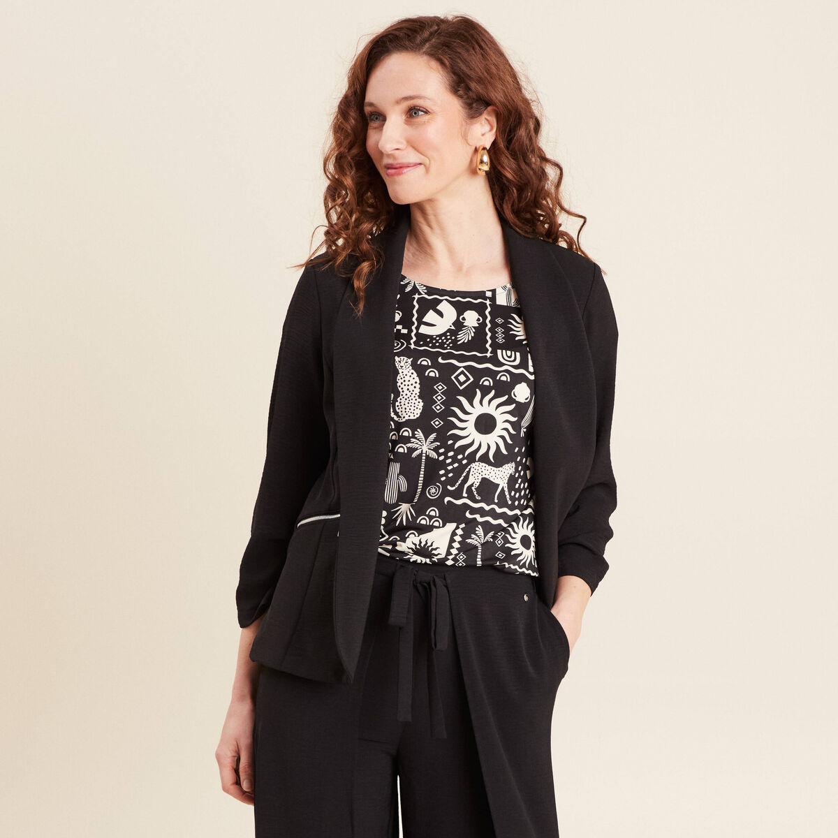 Veste esprit tailleur noir femme