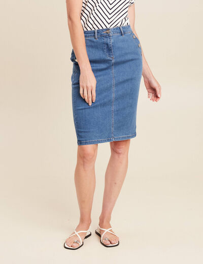 Jupe en jean longueur genou denim double stone femme