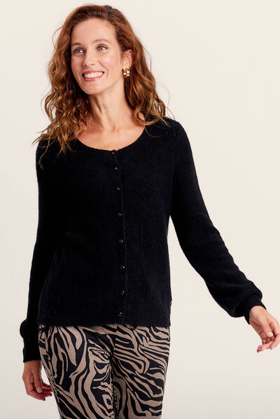 Gilet manches longues noir femme