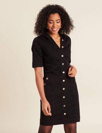 Robe droite en jean noir femme