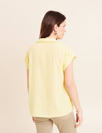 Blouse manches courtes fluide jaune clair femme