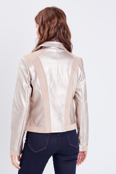 Veste droite zippée beige femme