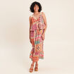 Robe fluide &eacute;vas&eacute;e &agrave; fines bretelles rose femme