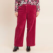 Pantalon large velours c&ocirc;tel&eacute; rouge fonc&eacute; femme