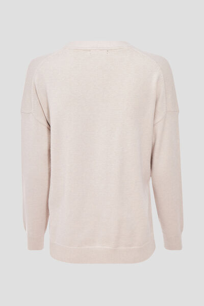 Pull manches longues creme femme