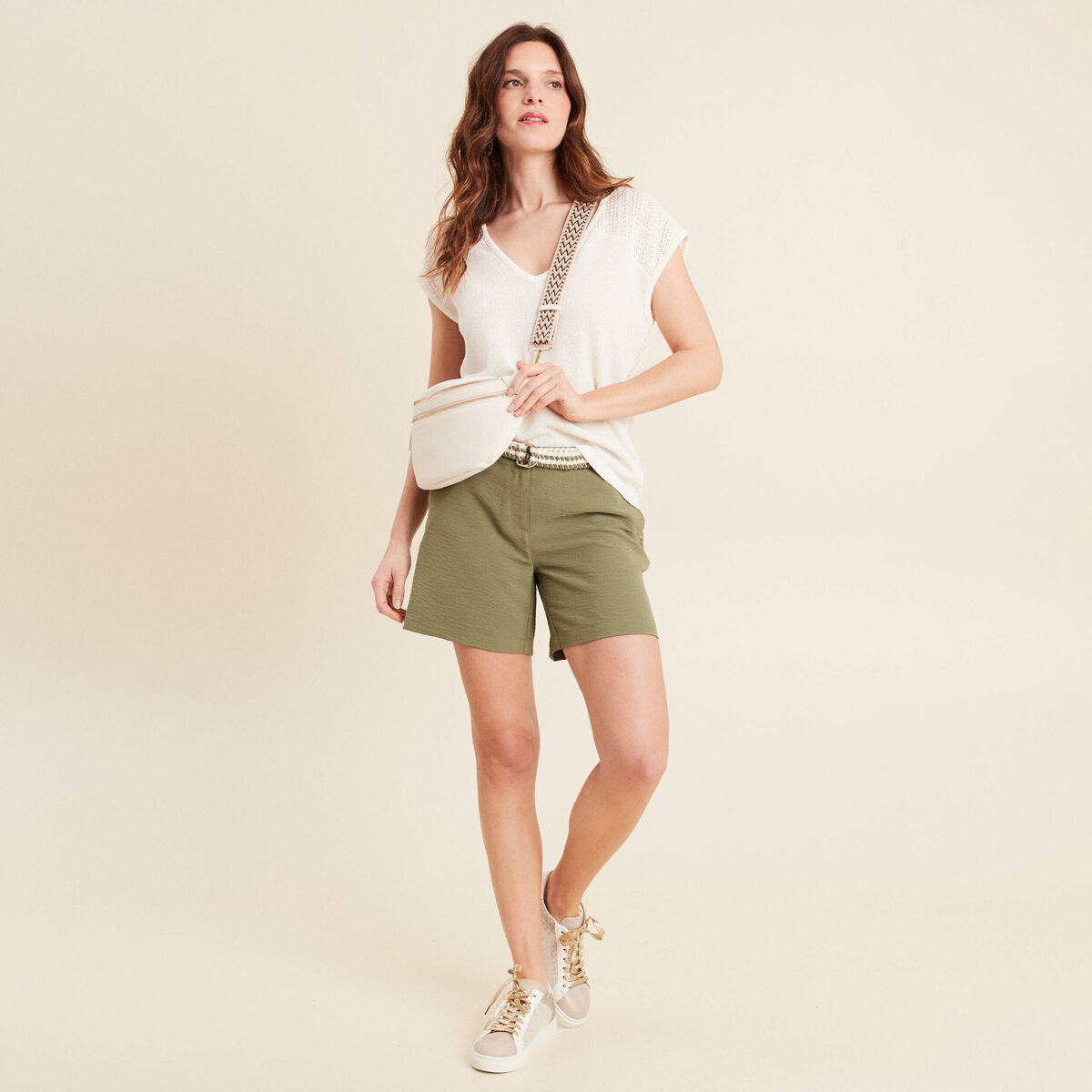 T-shirt manches courtes ecru femme