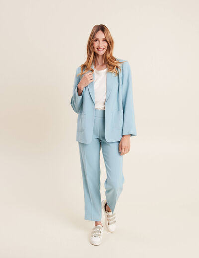 Pantalon flou 7/8ème bleu gris femme