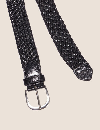 Ceinture tressée métalissée noir femme