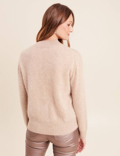 Pull cachemire col montant sable femme