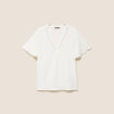 T-shirt bi-mati&egrave;re manches courtes ecru femme