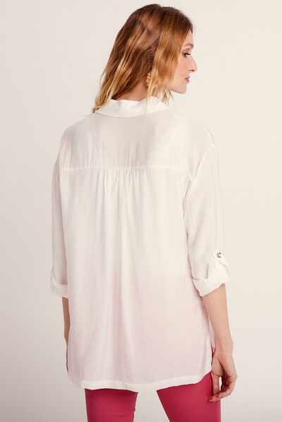 Chemise manches longues ecru femme