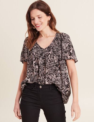 Blouse manches courtes noir femme