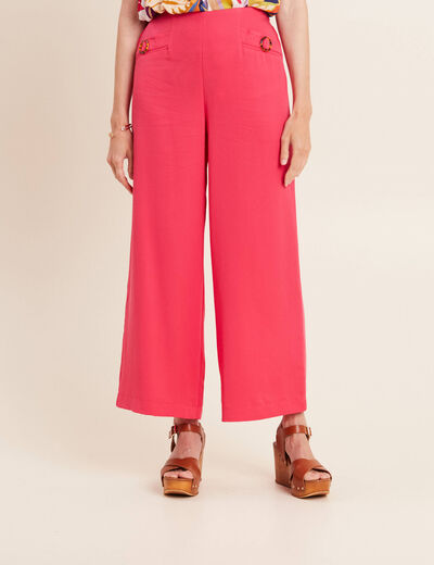 Pantalon large avec boucles rose framboise femme