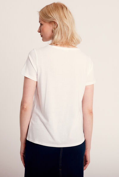T-shirt manches courtes blanc femme