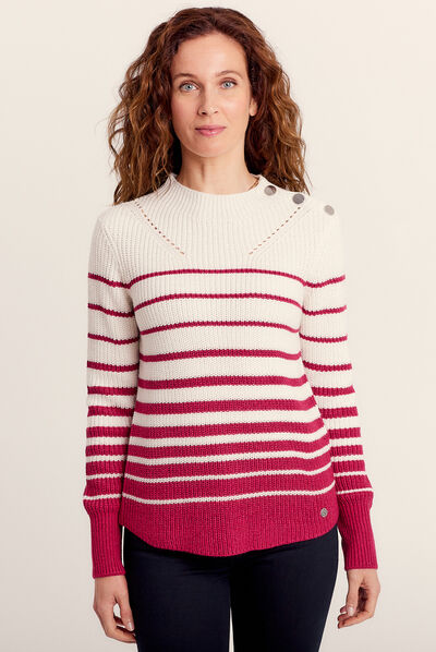 Pull manches longues rose framboise femme