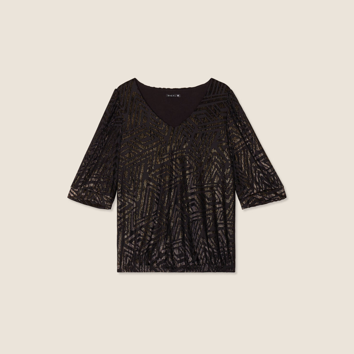 T-shirt manches 3/4 noir femme