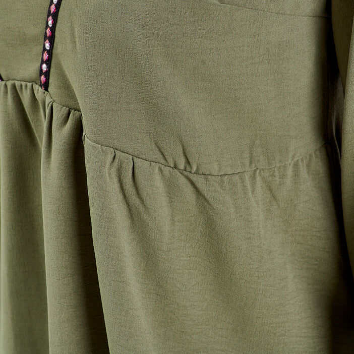 T-shirt manches longues vert kaki femme