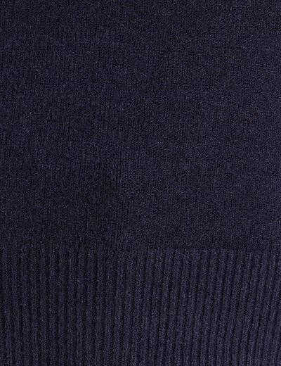 Pull droit col rond manches 3/4 bleu marine femme