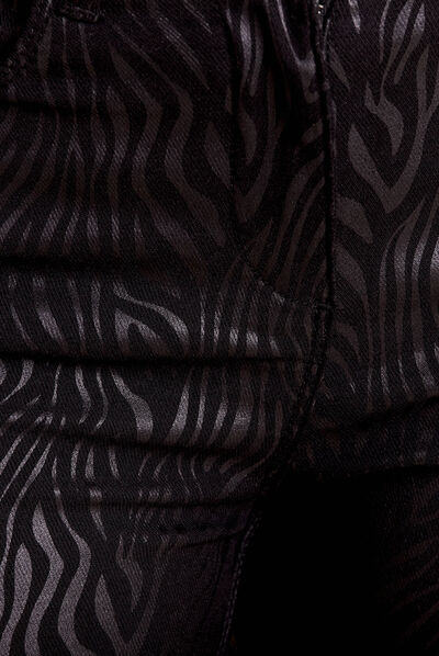 Pantalon ajusté enduit 7/8ème denim noir femme