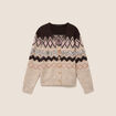 Cardigan jacquard col rond marron femme