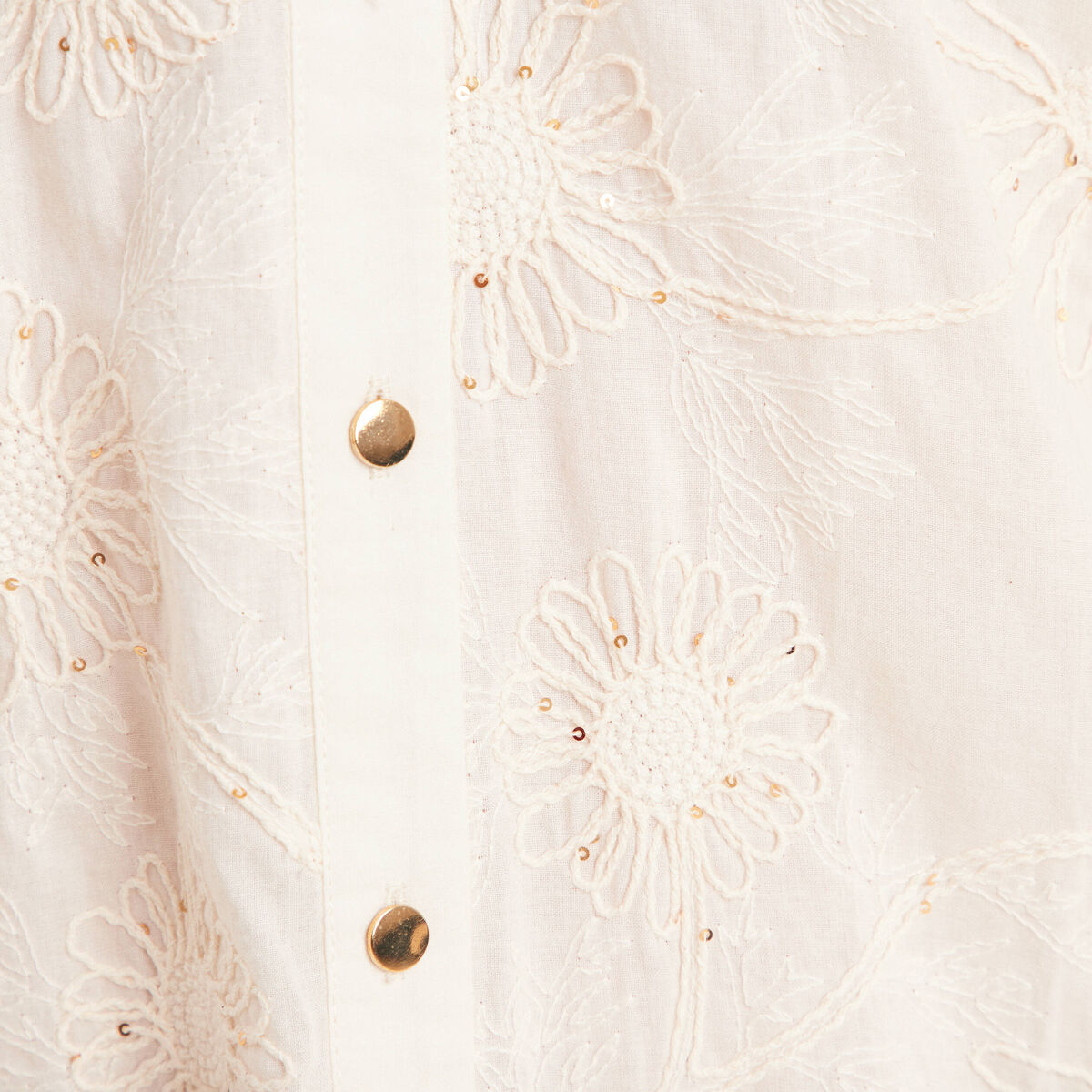 Blouse col tunisien manches 3/4 ecru femme