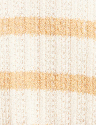 T-shirt effet 2 en 1 manches courtes beige femme