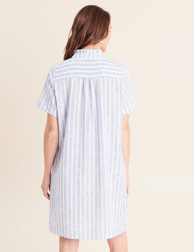 Robe droite courte col montant bleu femme