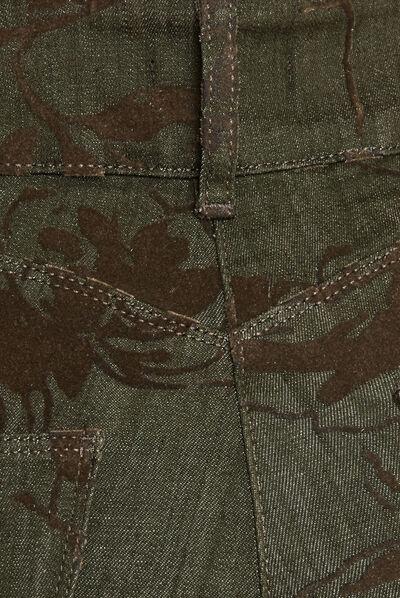 Jean ajusté taille standard vert kaki femme