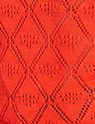 Pull droit court manches courtes orange fonc&eacute; femme