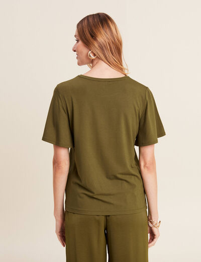 T-shirt manches courtes vert olive femme