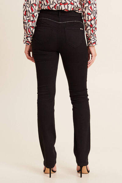 Pantalon évasé taille haute noir femme