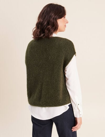 Pull sans manches vert kaki femme
