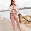 Pantalon coupe mom 7/8&egrave;me rose pastel femme