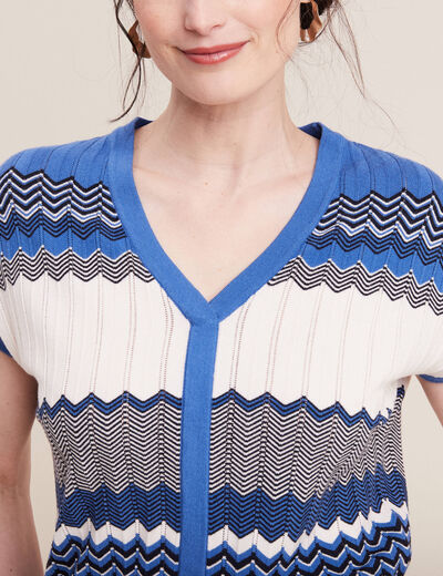 Pull à manches courtes bleu femme